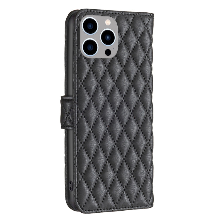 For iPhone 15 Pro Max Diamond Lattice Wallet Flip Leather Phone Case(Black) - HoMEdemic™ 