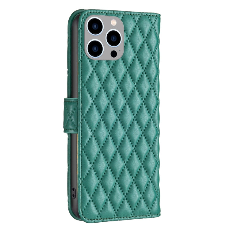 For iPhone 15 Pro Max Diamond Lattice Wallet Flip Leather Phone Case(Green) - HoMEdemic™ 
