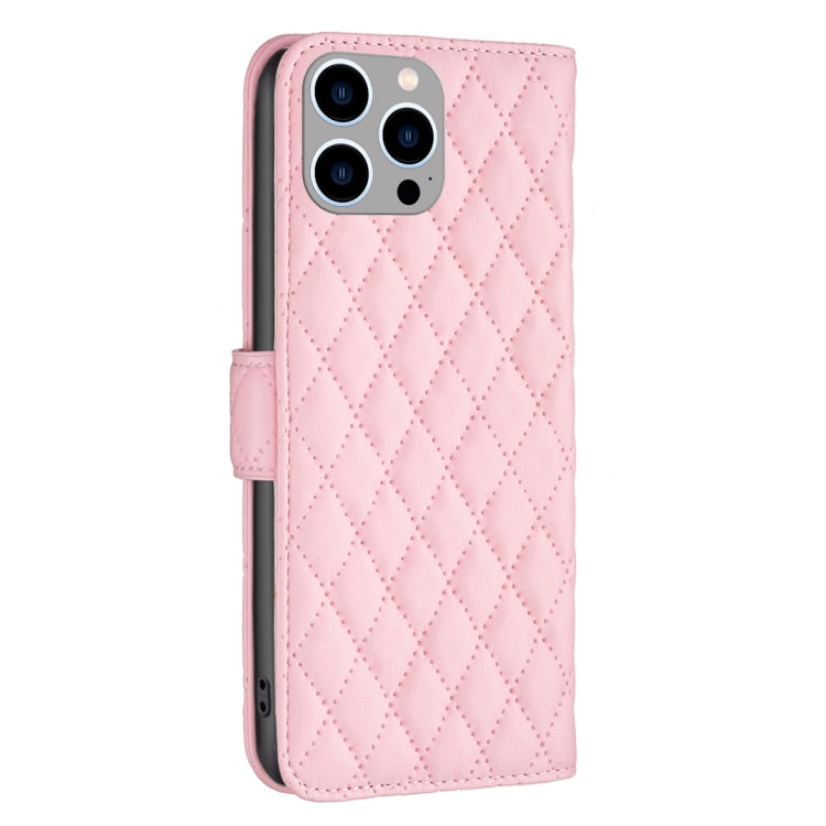 For iPhone 15 Pro Max Diamond Lattice Wallet Flip Leather Phone Case(Pink) - HoMEdemic™ 