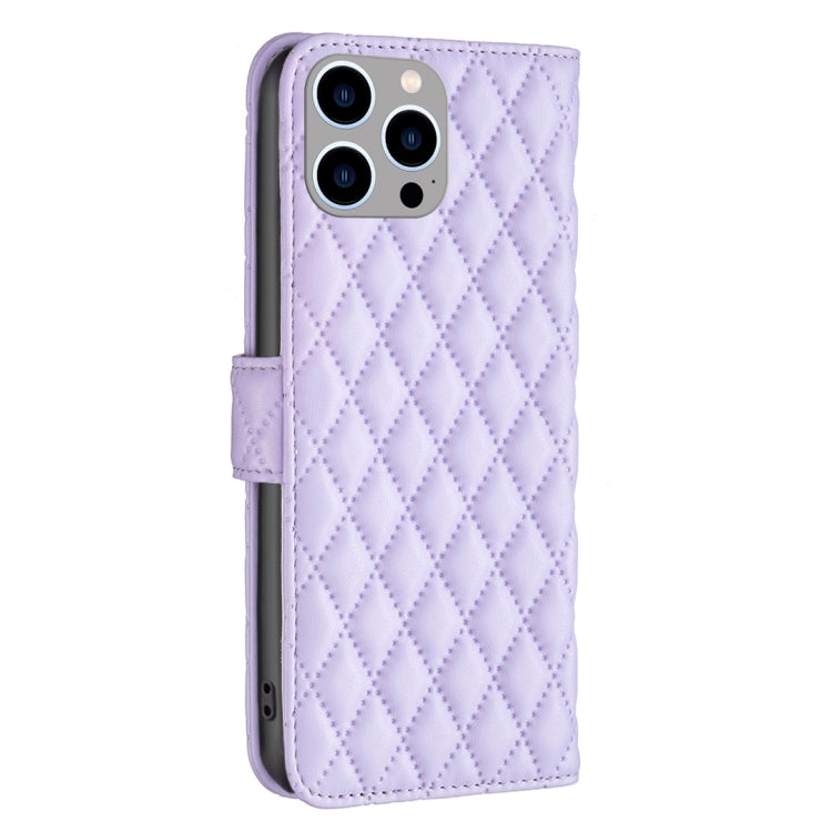 For iPhone 15 Pro Max Diamond Lattice Wallet Flip Leather Phone Case(Purple) - HoMEdemic™ 