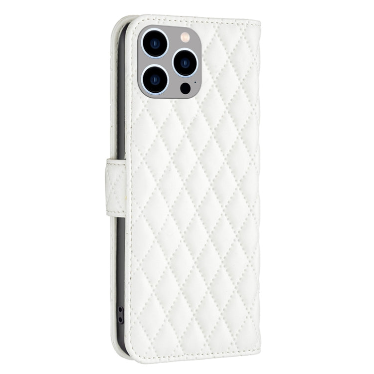 For iPhone 15 Pro Max Diamond Lattice Wallet Flip Leather Phone Case(White) - HoMEdemic™ 