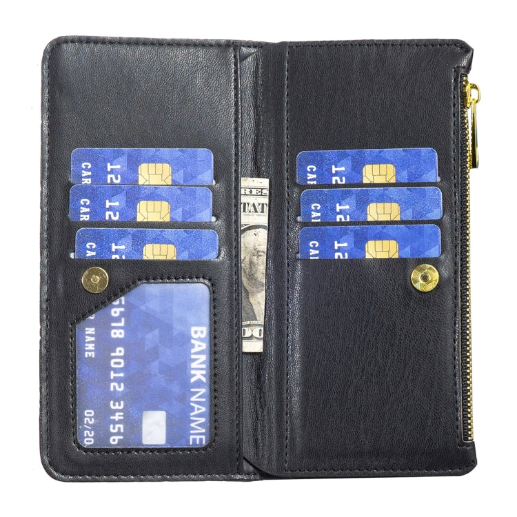 For iPhone 15 Pro Max Diamond Lattice Zipper Wallet Leather Flip Phone Case(Black) - HoMEdemic™ 