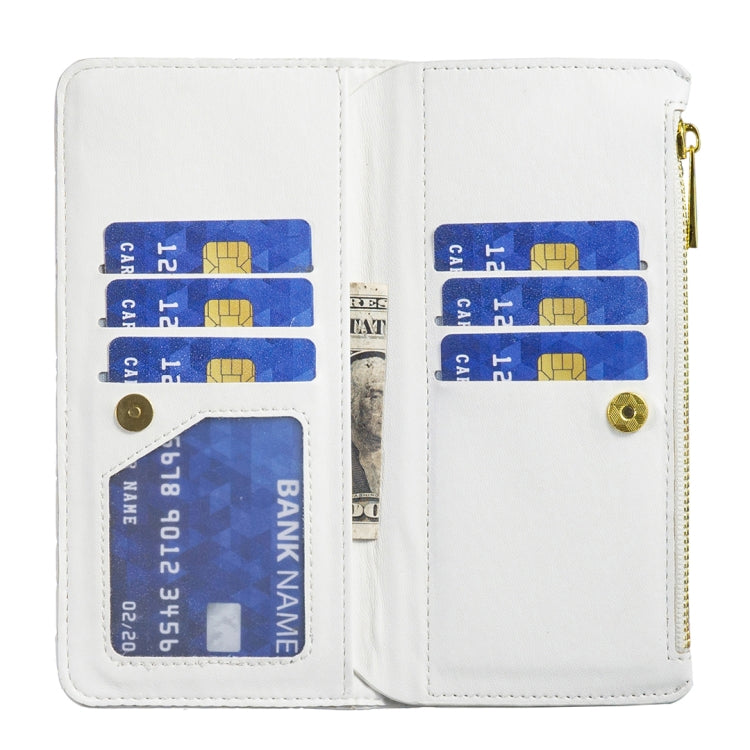 For iPhone 15 Pro Max Diamond Lattice Zipper Wallet Leather Flip Phone Case(White) - HoMEdemic™ 