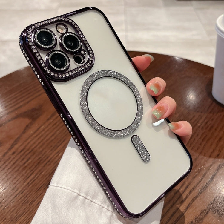 For iPhone 15 Pro Max Diamond Plated MagSafe TPU Phone Case(Purple) - HoMEdemic™ 