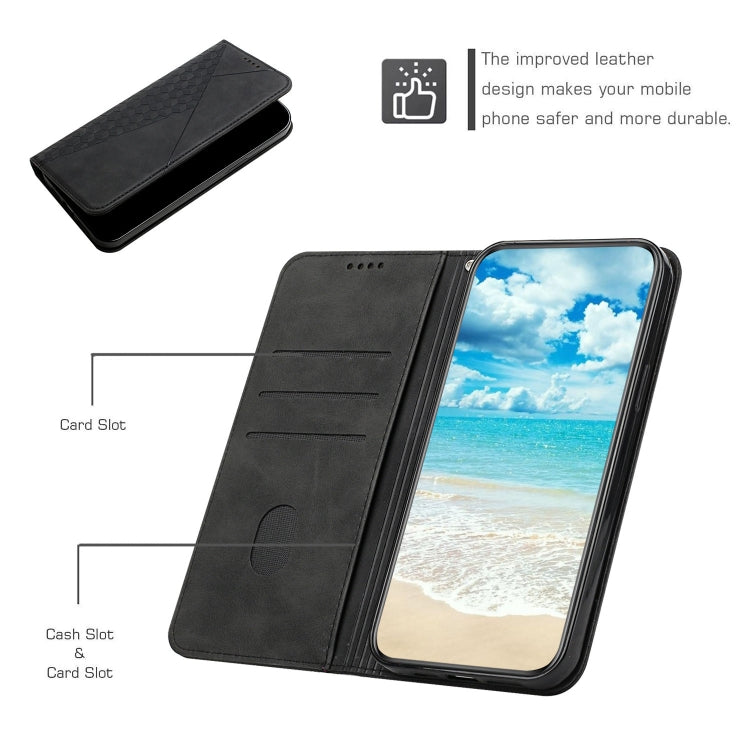 For iPhone 15 Pro Max Diamond Splicing Skin Feel Magnetic Leather Phone Case(Black) - HoMEdemic™ 