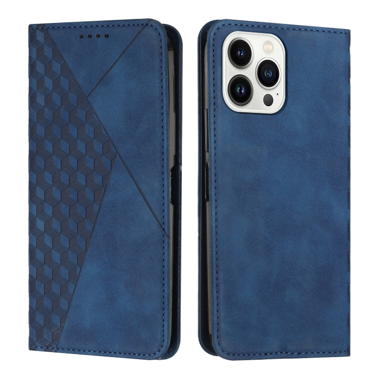 For iPhone 15 Pro Max Diamond Splicing Skin Feel Magnetic Leather Phone Case(Blue) - HoMEdemic™ 