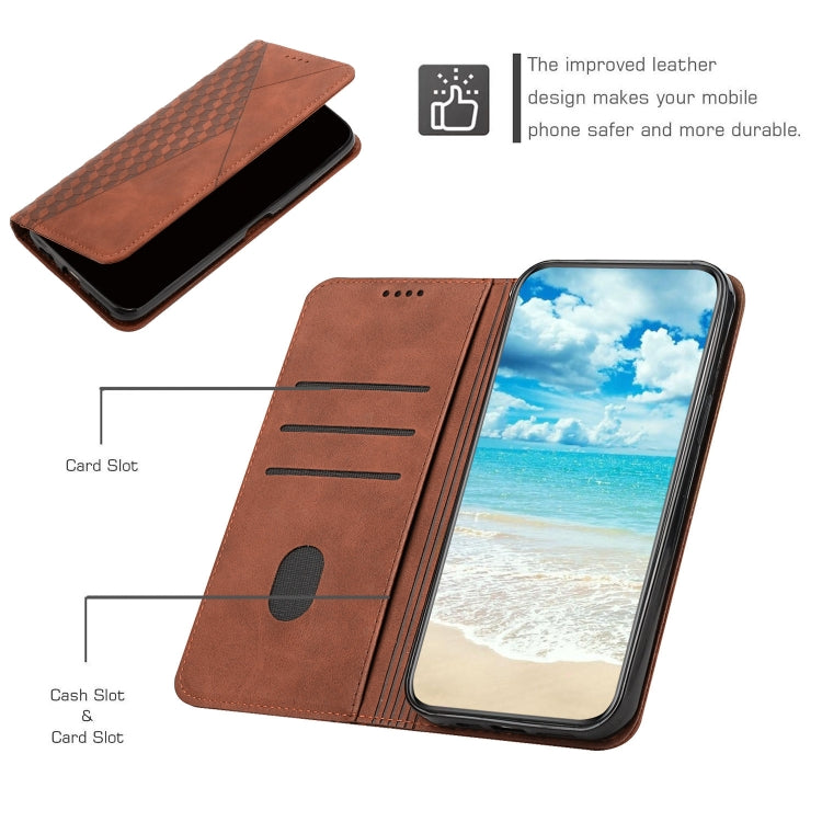 For iPhone 15 Pro Max Diamond Splicing Skin Feel Magnetic Leather Phone Case(Brown) - HoMEdemic™ 