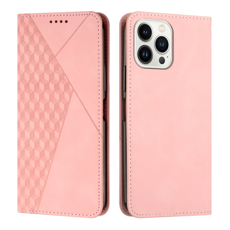 For iPhone 15 Pro Max Diamond Splicing Skin Feel Magnetic Leather Phone Case(Rose Gold) - HoMEdemic™ 