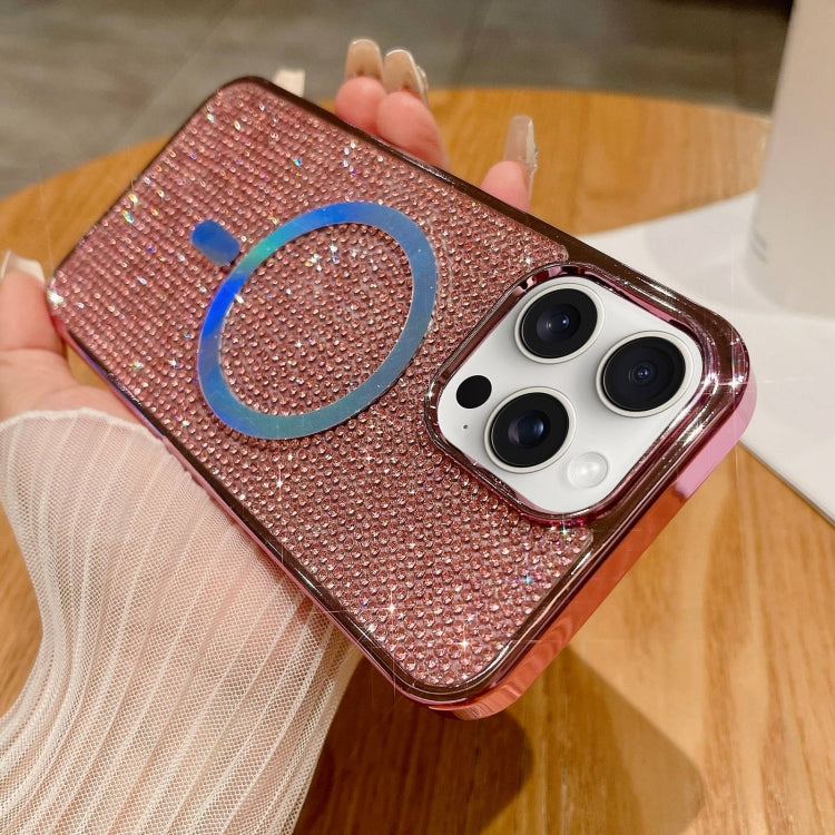 For iPhone 15 Pro Max Diamonds Plated Magsafe Phone Case(Pink) - HoMEdemic™ 