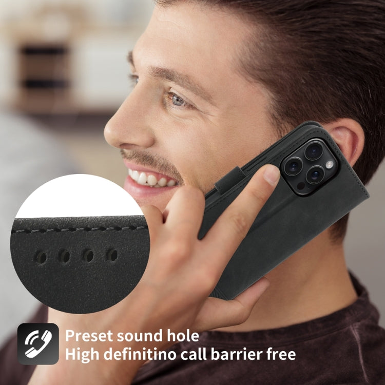 For iPhone 15 Pro Max Dierfeng Dream Line TPU Hybrid PU Leather Phone Case(Black) - HoMEdemic™ 