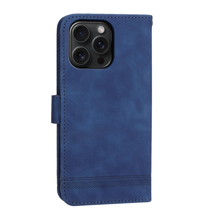 For iPhone 15 Pro Max Dierfeng Dream Line TPU Hybrid PU Leather Phone Case(Blue) - HoMEdemic™ 