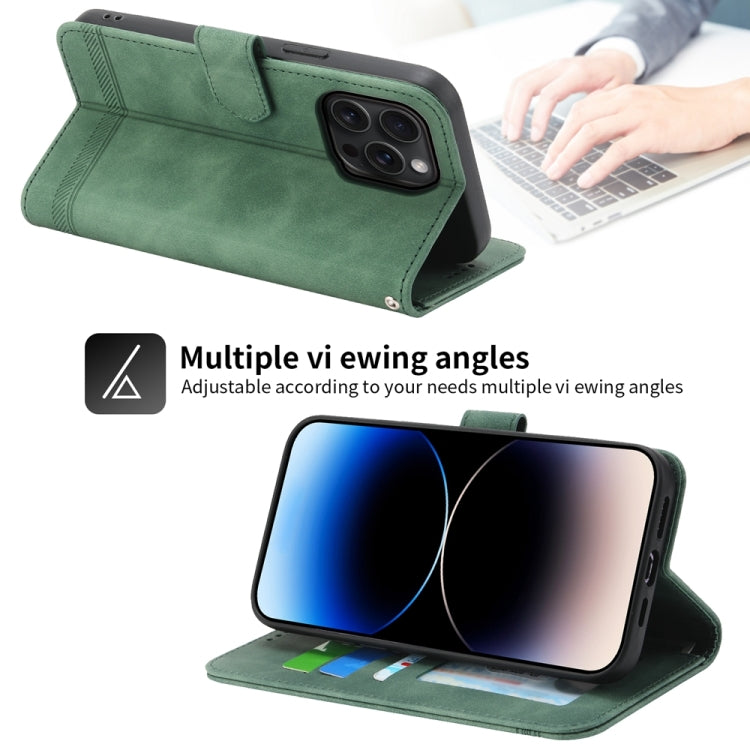 For iPhone 15 Pro Max Dierfeng Dream Line TPU Hybrid PU Leather Phone Case(Green) - HoMEdemic™ 