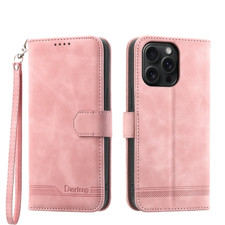 For iPhone 15 Pro Max Dierfeng Dream Line TPU Hybrid PU Leather Phone Case(Pink) - HoMEdemic™ 