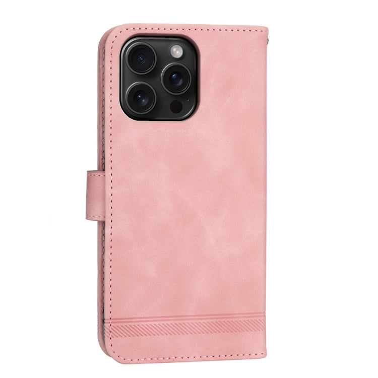 For iPhone 15 Pro Max Dierfeng Dream Line TPU Hybrid PU Leather Phone Case(Pink) - HoMEdemic™ 