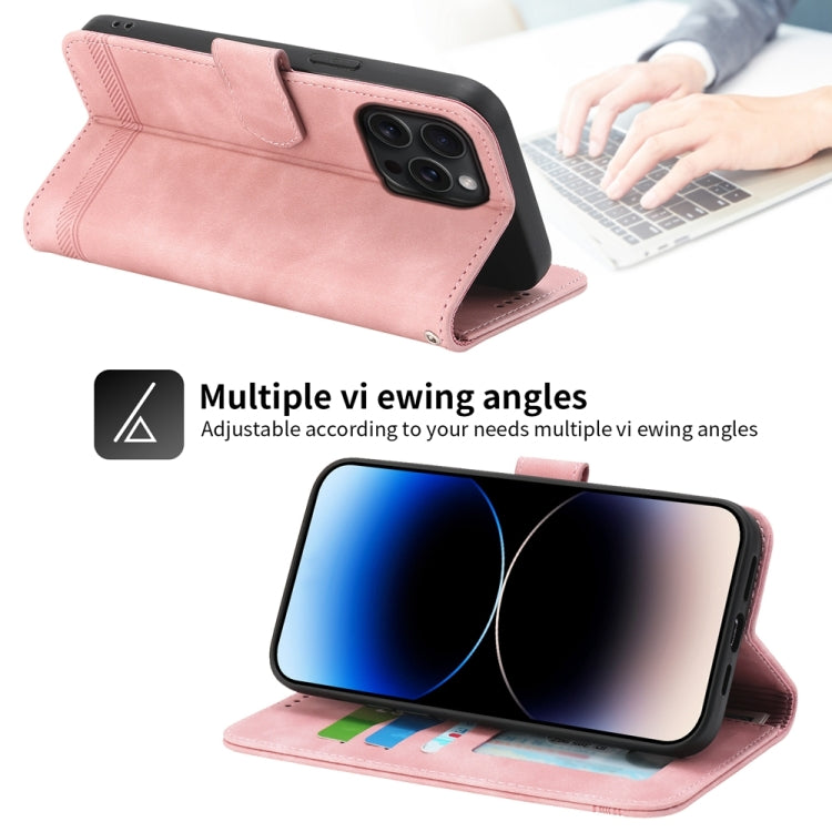 For iPhone 15 Pro Max Dierfeng Dream Line TPU Hybrid PU Leather Phone Case(Pink) - HoMEdemic™ 