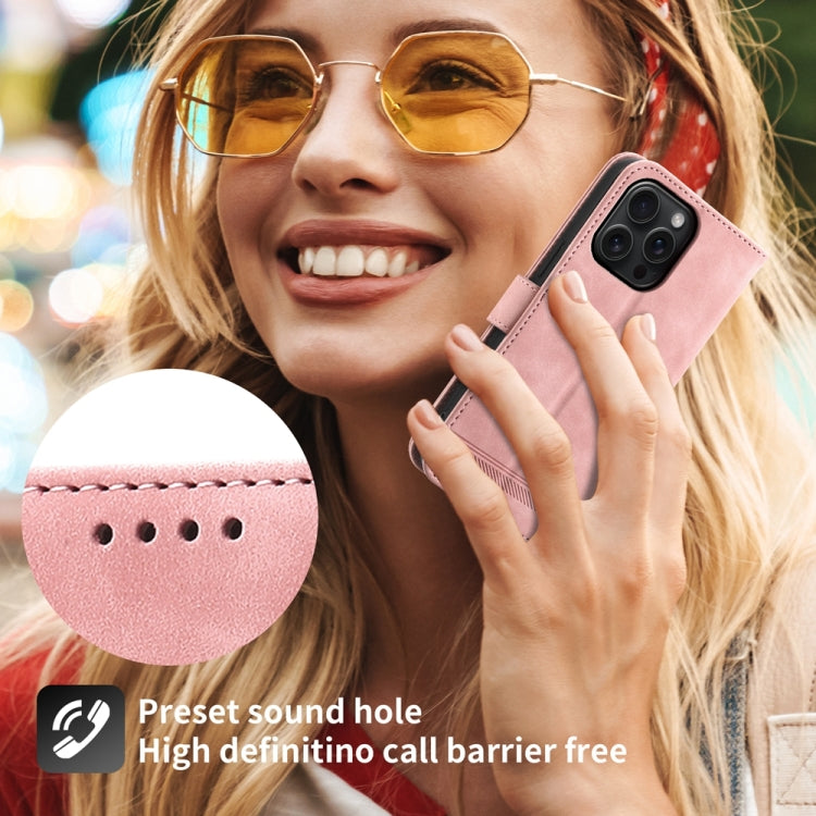 For iPhone 15 Pro Max Dierfeng Dream Line TPU Hybrid PU Leather Phone Case(Pink) - HoMEdemic™ 