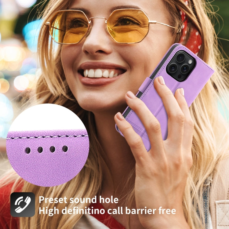 For iPhone 15 Pro Max Dierfeng Dream Line TPU Hybrid PU Leather Phone Case(Purple) - HoMEdemic™ 