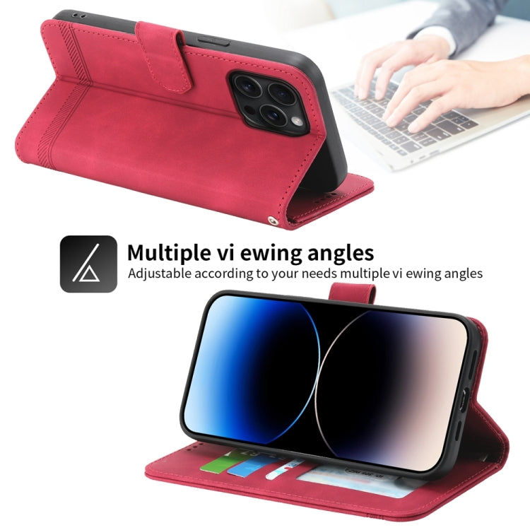 For iPhone 15 Pro Max Dierfeng Dream Line TPU Hybrid PU Leather Phone Case(Red) - HoMEdemic™ 