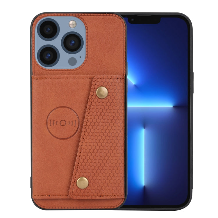 For iPhone 15 Pro Max Double Buckle Card Slots PU + TPU Phone Case(Brown) - HoMEdemic™ 