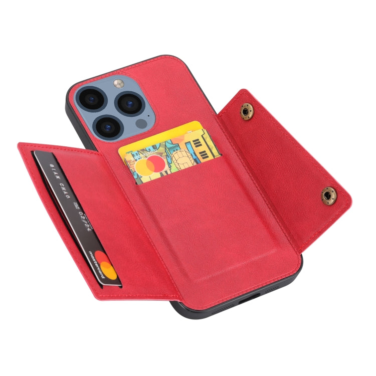 For iPhone 15 Pro Max Double Buckle Card Slots PU + TPU Phone Case(Red) - HoMEdemic™ 