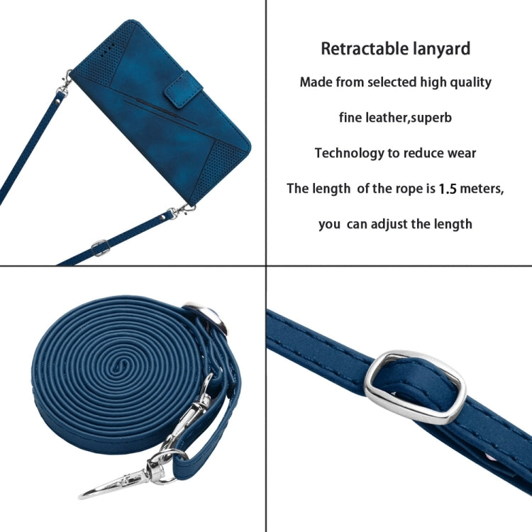 For iPhone 15 Pro Max Dream Triangle Leather Phone Case with Lanyard(Blue) - HoMEdemic™ 