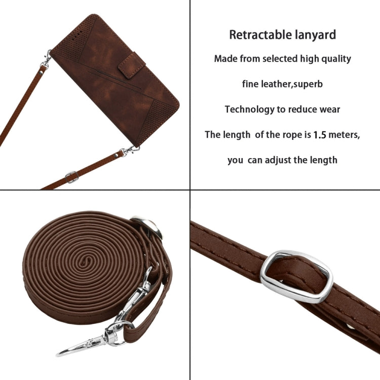 For iPhone 15 Pro Max Dream Triangle Leather Phone Case with Lanyard(Brown) - HoMEdemic™ 
