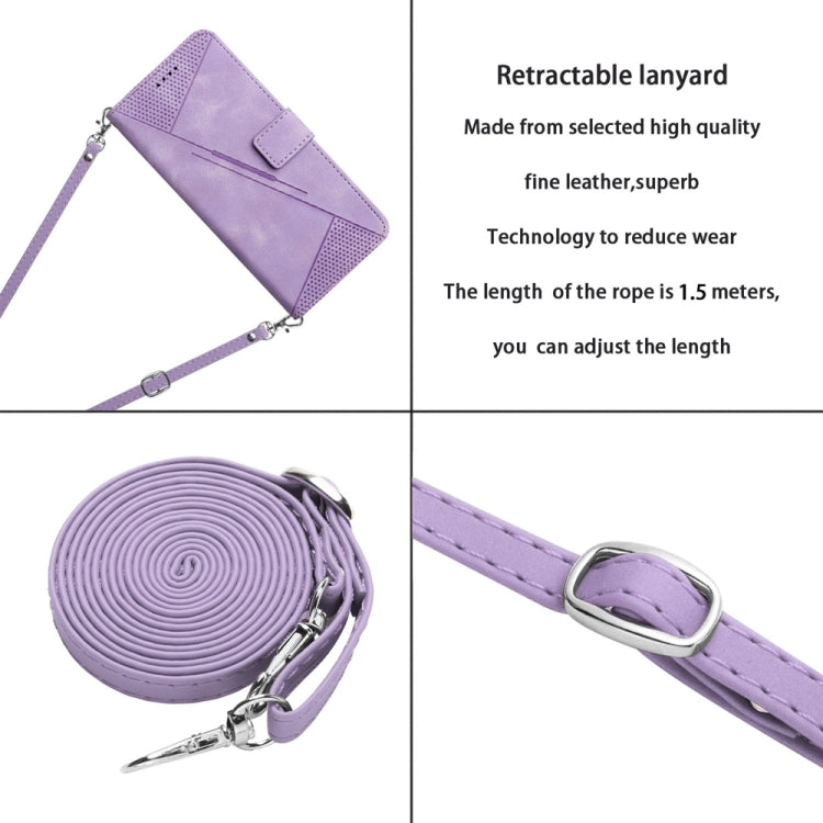 For iPhone 15 Pro Max Dream Triangle Leather Phone Case with Lanyard(Purple) - HoMEdemic™ 
