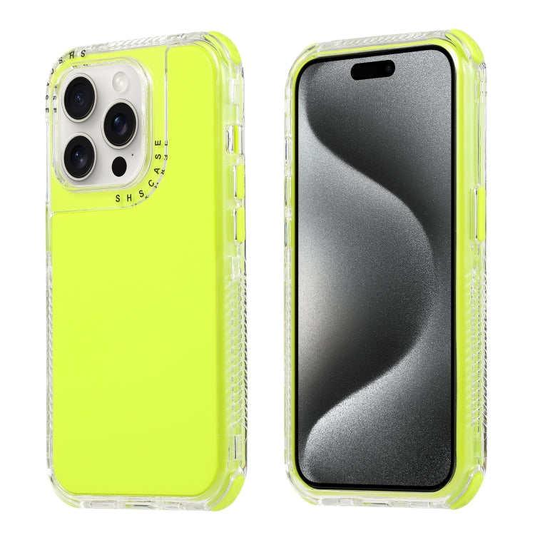 For iPhone 15 Pro Max Dreamland 3 in 1 Solid Color Transparent Frame PC + TPU Phone Case(Fluorescent Green) - HoMEdemic™ 