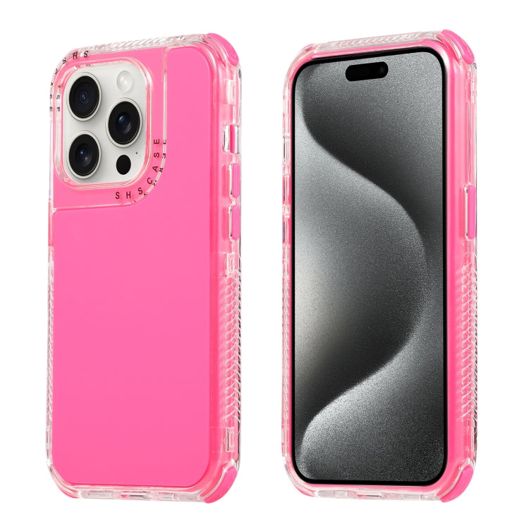 For iPhone 15 Pro Max Dreamland 3 in 1 Solid Color Transparent Frame PC + TPU Phone Case(Rose Red) - HoMEdemic™ 