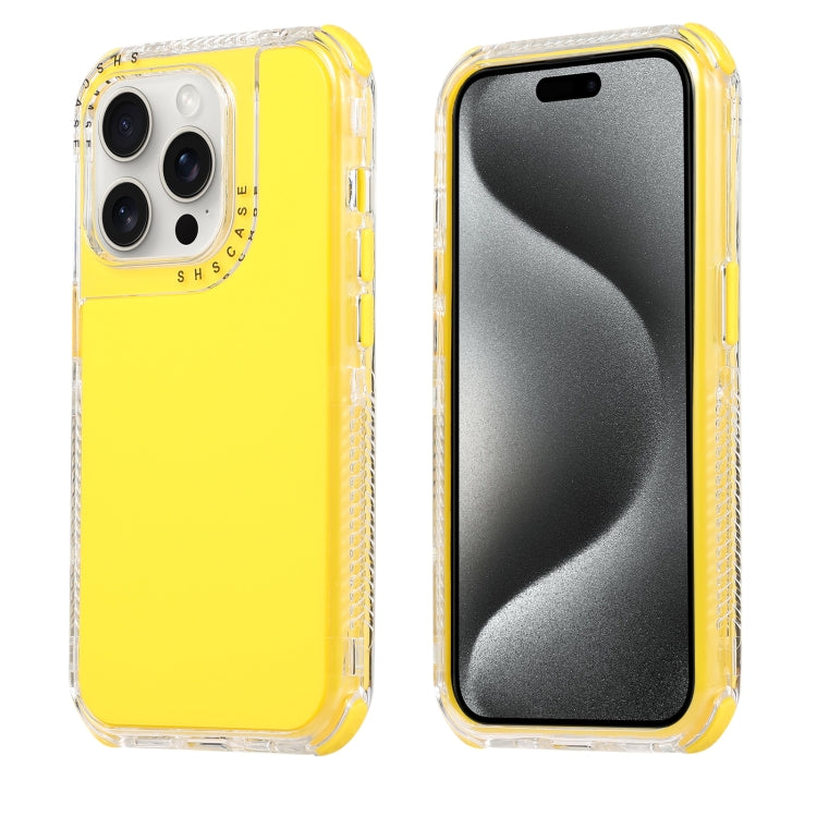 For iPhone 15 Pro Max Dreamland 3 in 1 Solid Color Transparent Frame PC + TPU Phone Case(Yellow) - HoMEdemic™ 