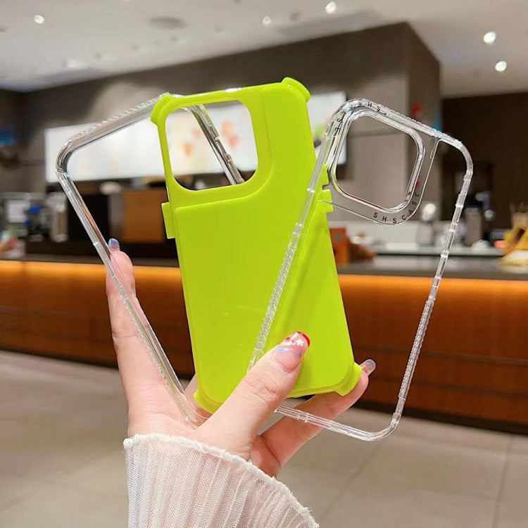 For iPhone 15 Pro Max Dreamland 3 in 1 Solid Color Transparent Frame PC + TPU Phone Case(Yellow) - HoMEdemic™ 