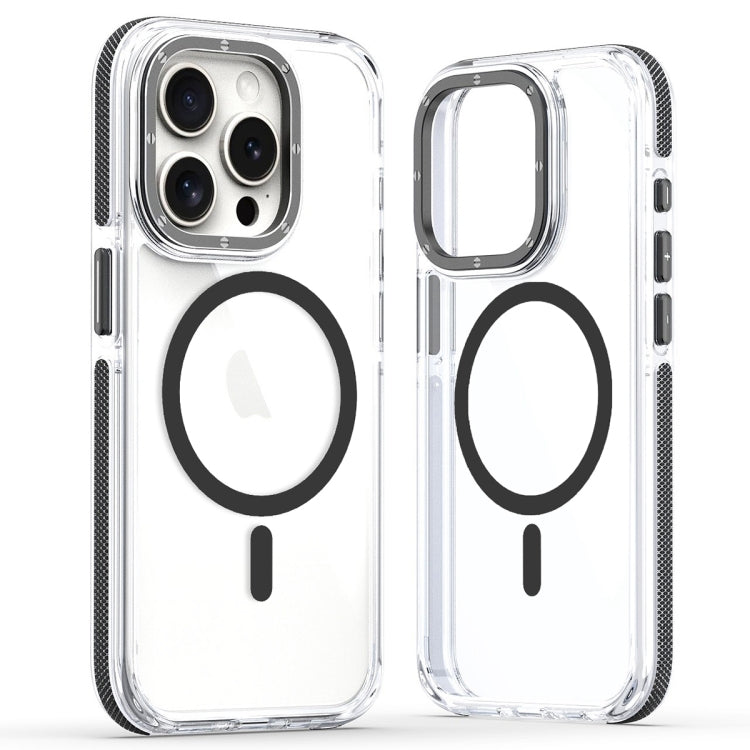 For iPhone 15 Pro Max Dual-Color Clear Acrylic Hybrid TPU MagSafe Phone Case(Black) - HoMEdemic™ 