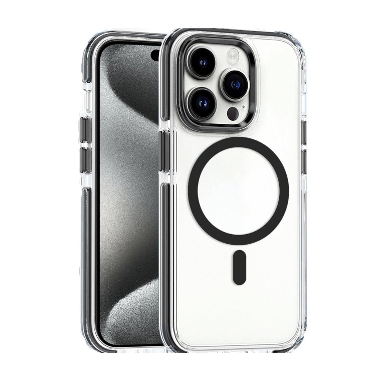 For iPhone 15 Pro Max Dual-color MagSafe TPU Hybrid Clear PC Shockproof Phone Case(Black) - HoMEdemic™ 