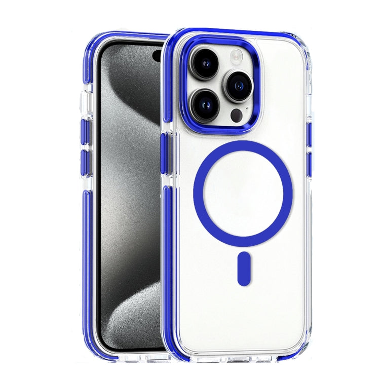 For iPhone 15 Pro Max Dual-color MagSafe TPU Hybrid Clear PC Shockproof Phone Case(Blue) - HoMEdemic™ 