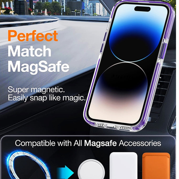 For iPhone 15 Pro Max Dual-color MagSafe TPU Hybrid Clear PC Shockproof Phone Case(Blue) - HoMEdemic™ 