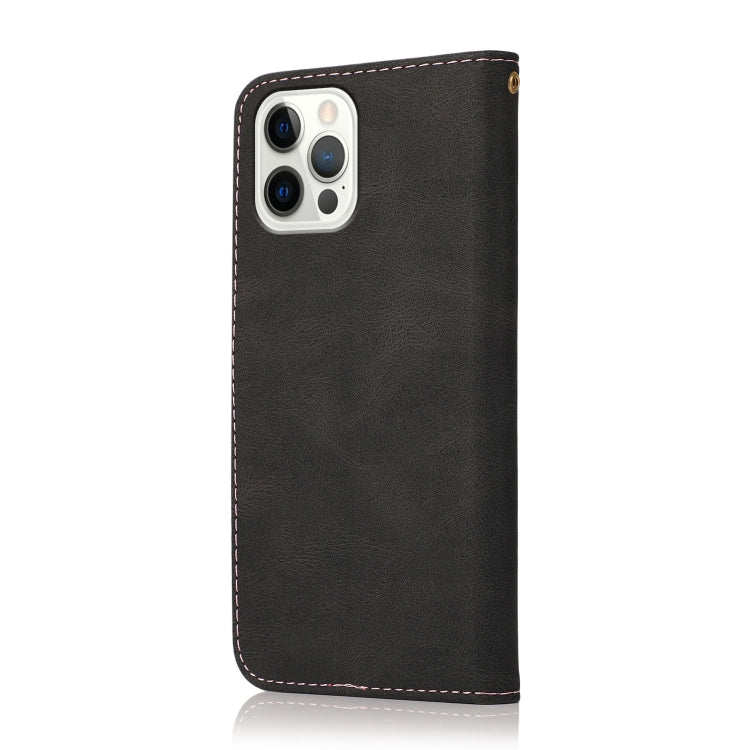For iPhone 15 Pro Max Dual-color Stitching Leather Phone Case(Black Rose Gold) - HoMEdemic™ 