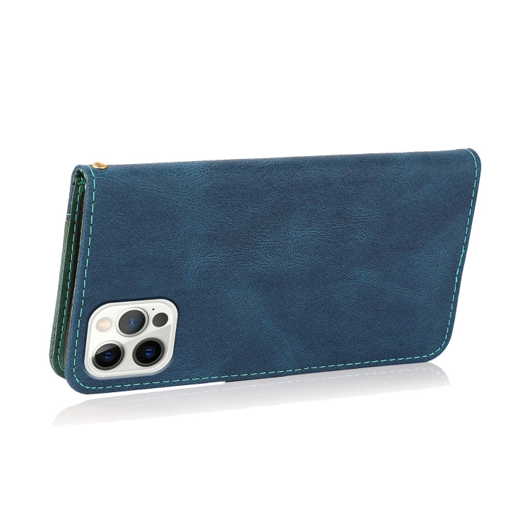 For iPhone 15 Pro Max Dual-color Stitching Leather Phone Case(Blue Green) - HoMEdemic™ 