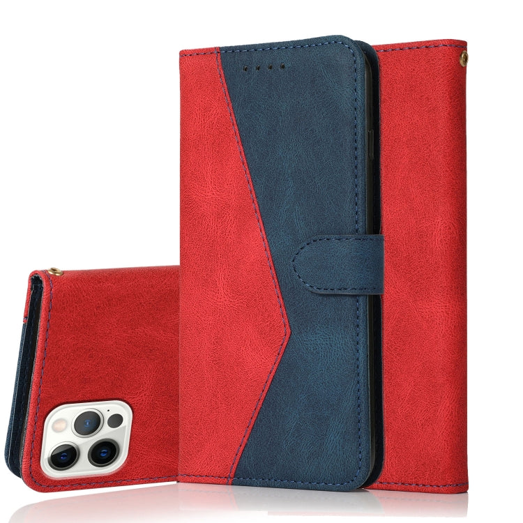 For iPhone 15 Pro Max Dual-color Stitching Leather Phone Case(Red Blue) - HoMEdemic™ 