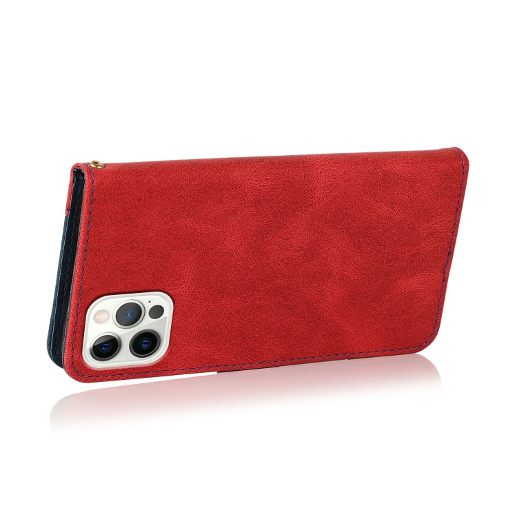 For iPhone 15 Pro Max Dual-color Stitching Leather Phone Case(Red Blue) - HoMEdemic™ 