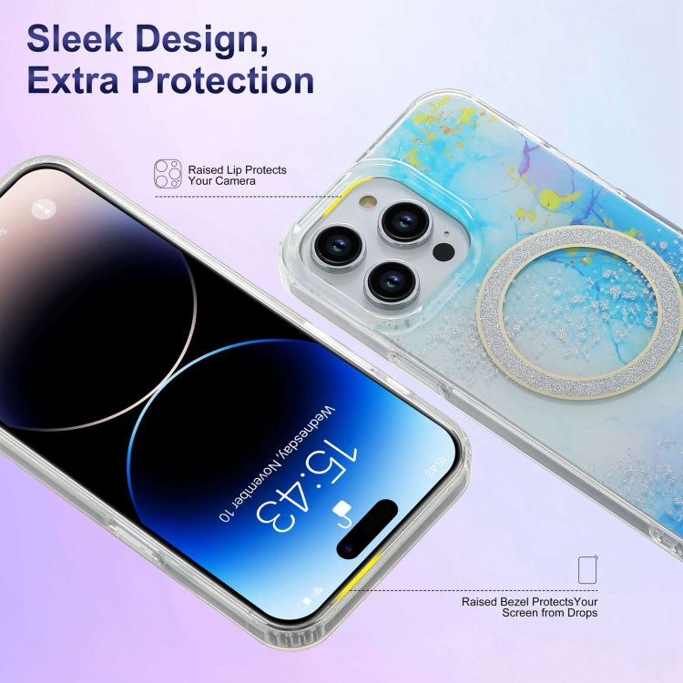 For iPhone 15 Pro Max Dual-side IMD Marble Magsafe Phone Case(Smudged Purple) - HoMEdemic™ 