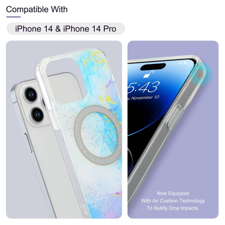 For iPhone 15 Pro Max Dual-side IMD Marble Magsafe Phone Case(Smudged Purple) - HoMEdemic™ 
