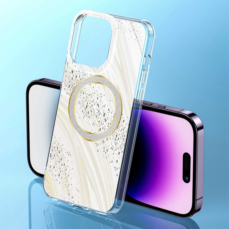 For iPhone 15 Pro Max Dual-side IMD Marble Magsafe Phone Case(White) - HoMEdemic™ 
