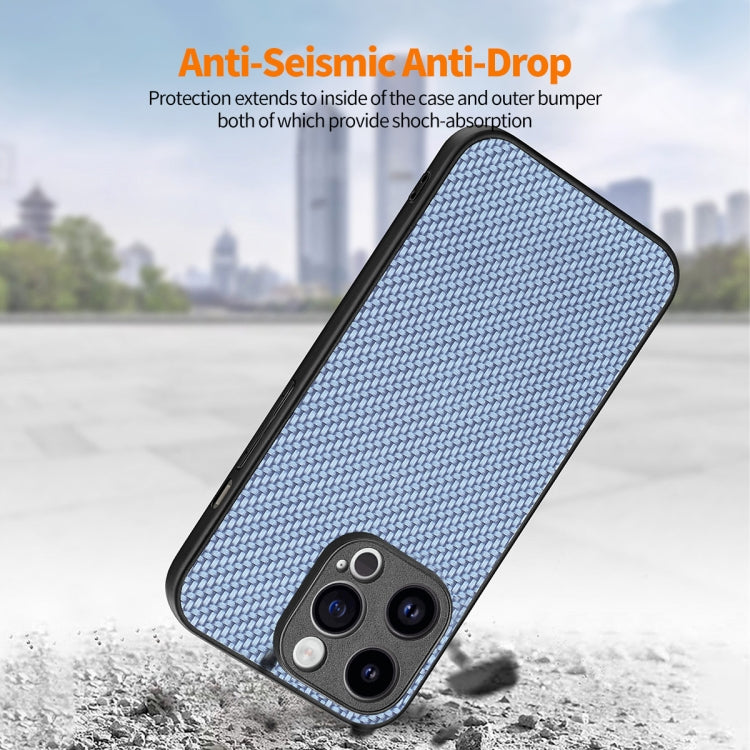 For iPhone 15 Pro Max ENKAY Fiber Leather Skin PC Phone Case with High Aluminum-silicon Glass Film(Blue) - HoMEdemic™ 