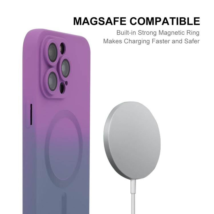 For iPhone 15 Pro Max ENKAY Hat-Prince MagSafe Rainbow Gradient Silicone Phone Case with Lens Film(Dark Blue) - HoMEdemic™ 