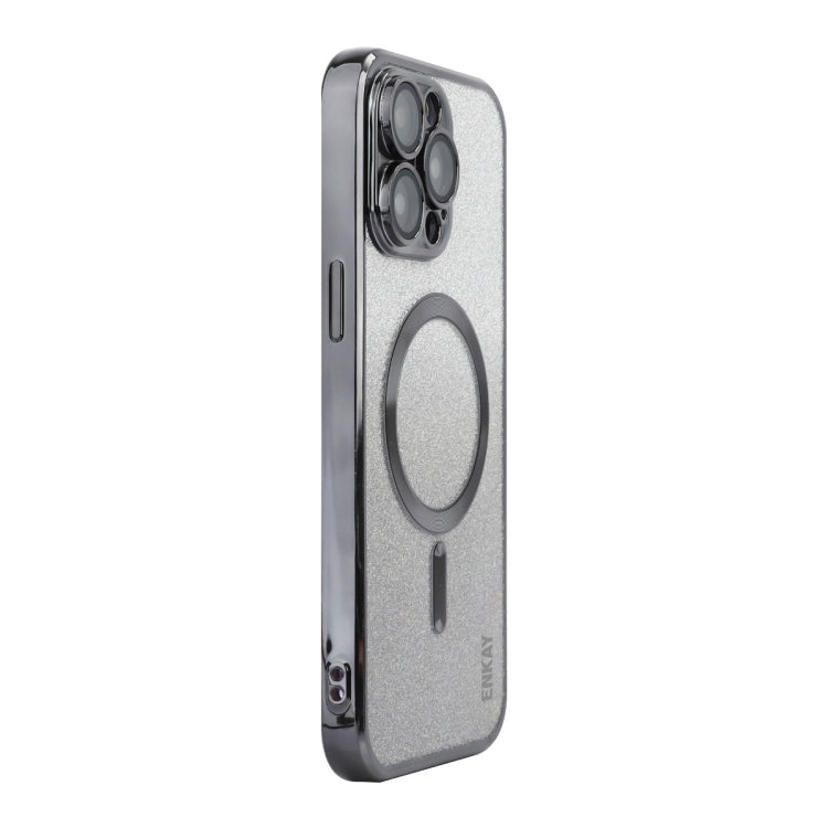 For iPhone 15 Pro Max ENKAY Hat-Prince Magnetic Glitter Plated Shockproof Phone Case with Lens Film(Black) - HoMEdemic™ 