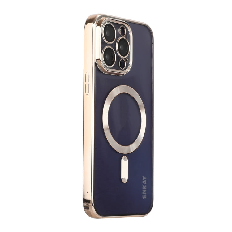 For iPhone 15 Pro Max ENKAY Hat-Prince Magsafe Electroplated TPU Clear Shockproof Phone Case(Golden) - HoMEdemic™ 