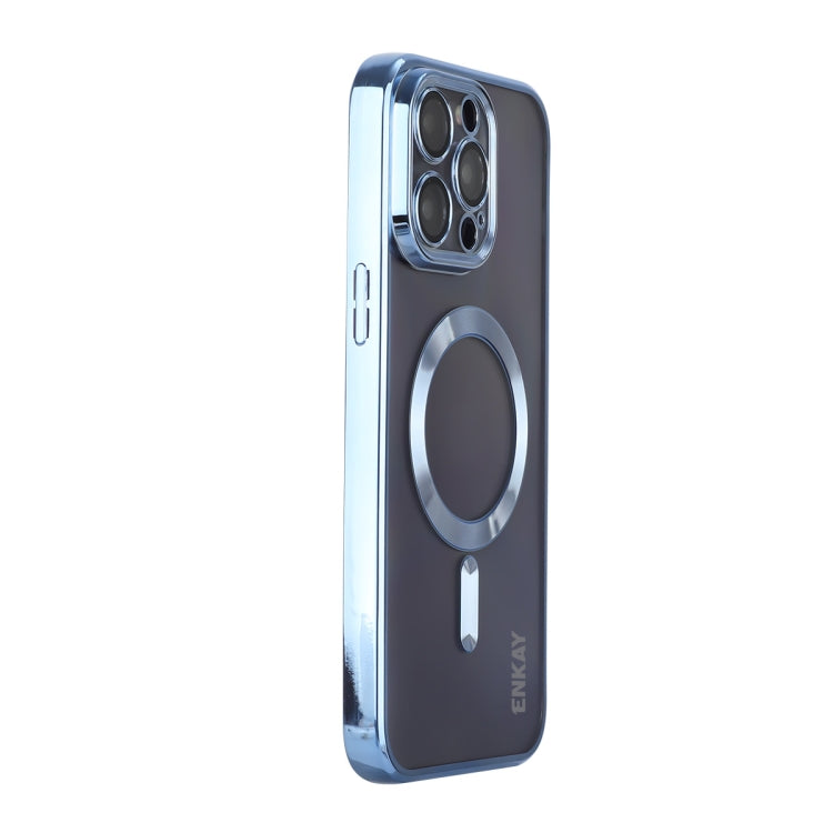 For iPhone 15 Pro Max ENKAY Hat-Prince Magsafe Electroplated TPU Clear Shockproof Phone Case(Light Blue) - HoMEdemic™ 