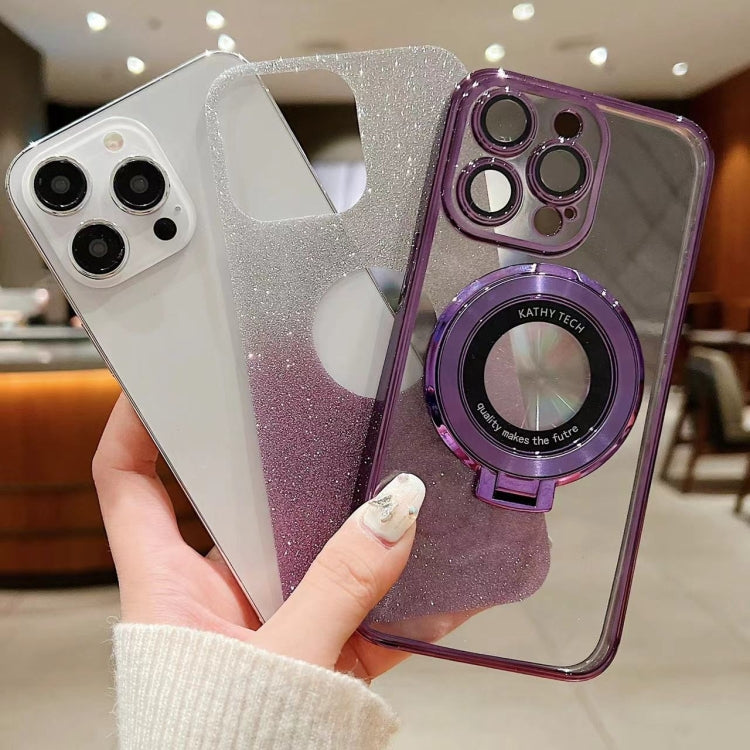 For iPhone 15 Pro Max Electroplated Holder Gradient Glitter MagSafe Phone Case(Black) - HoMEdemic™ 