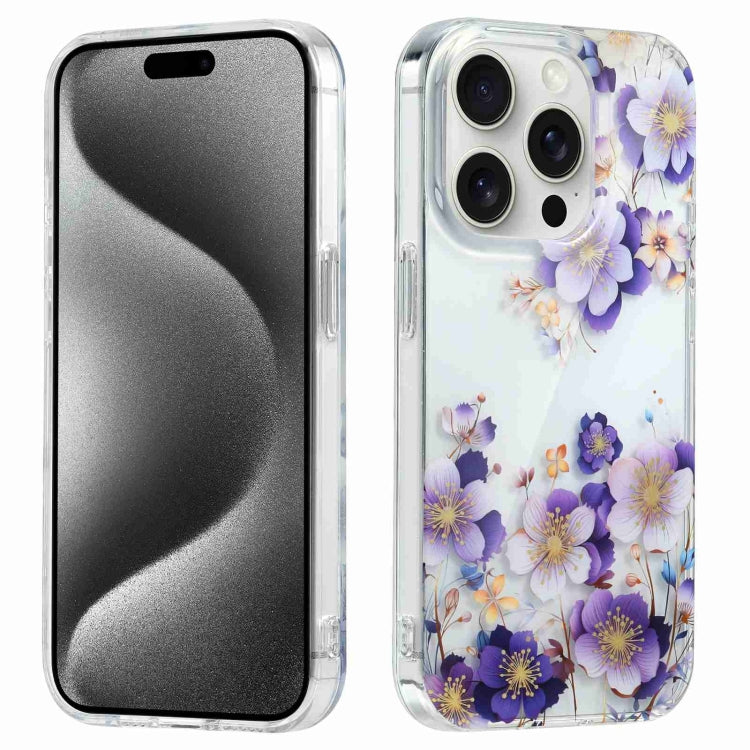 For iPhone 15 Pro Max Electroplated Symphony Phone Case(White Purple Flower) - HoMEdemic™ 