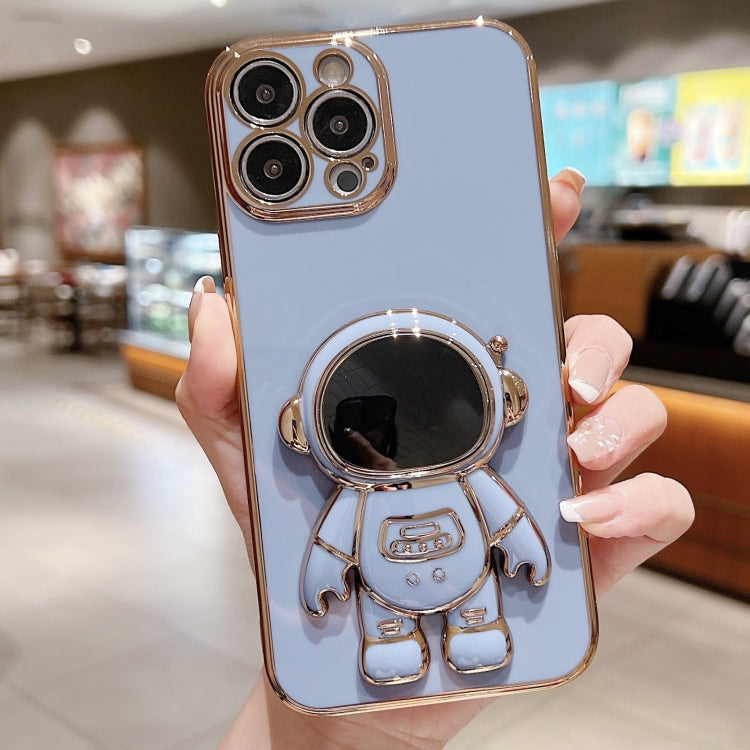 For iPhone 15 Pro Max Electroplating Astronaut Holder Phone Case(Blue) - HoMEdemic™ 